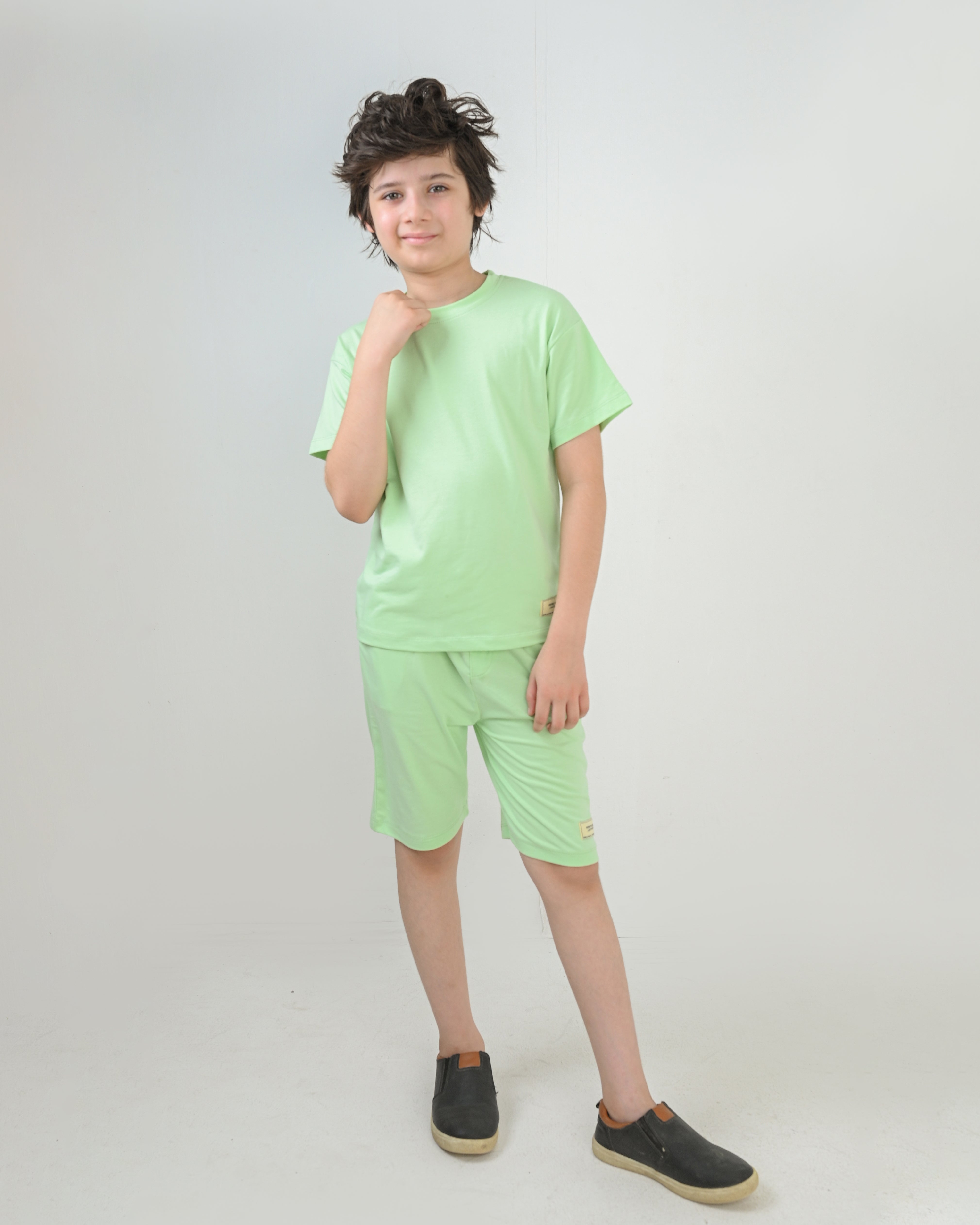 Neon Green T-Shirt & Short Set - Oversized - Cotton Lycra
