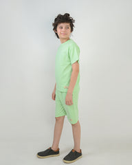 Neon Green T-Shirt & Short Set - Oversized - Cotton Lycra