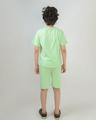 Neon Green T-Shirt & Short Set - Oversized - Cotton Lycra