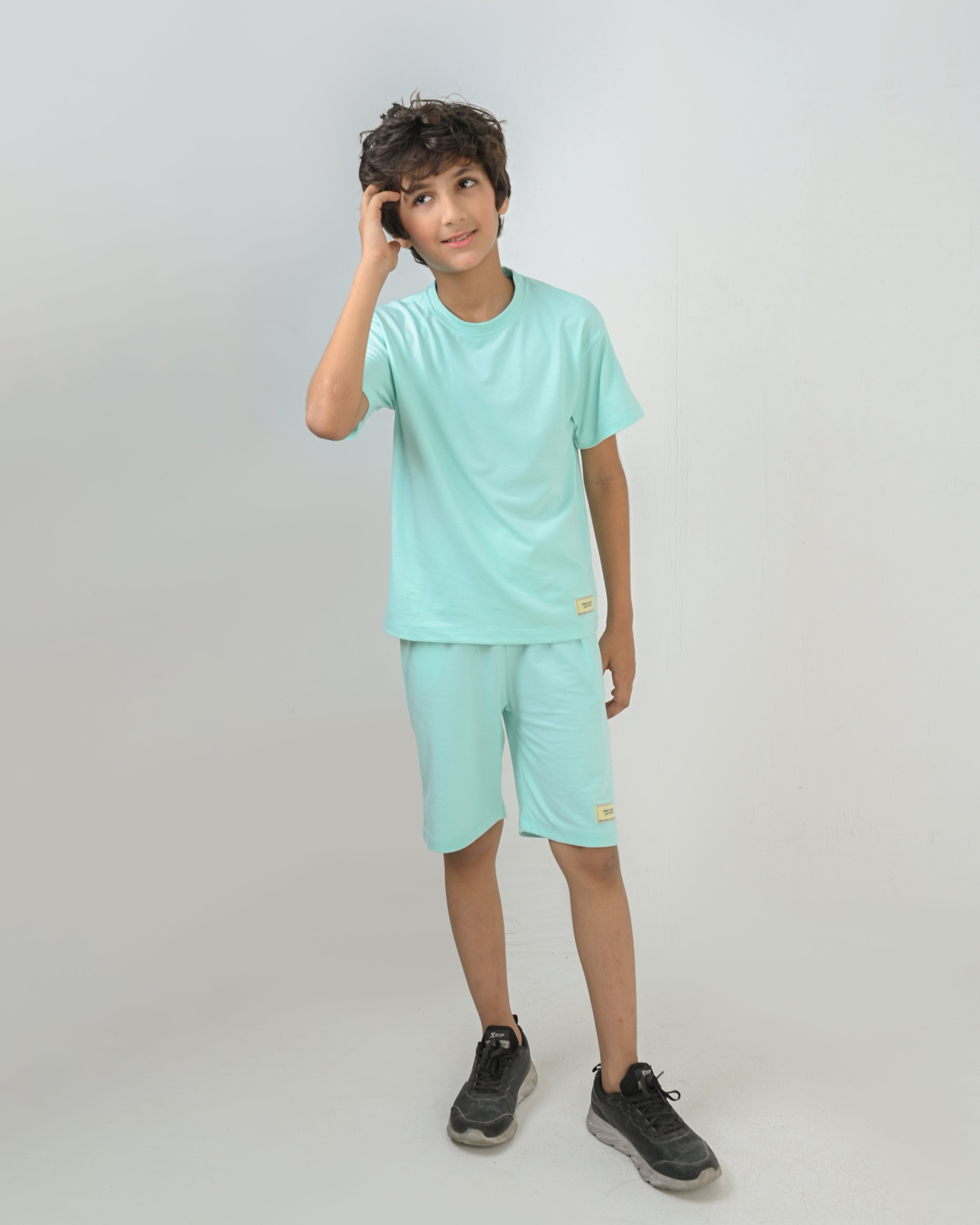 Sea Green T-Shirt & Short Set - Oversized - Cotton Lycra