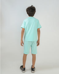 Sea Green T-Shirt & Short Set - Oversized - Cotton Lycra