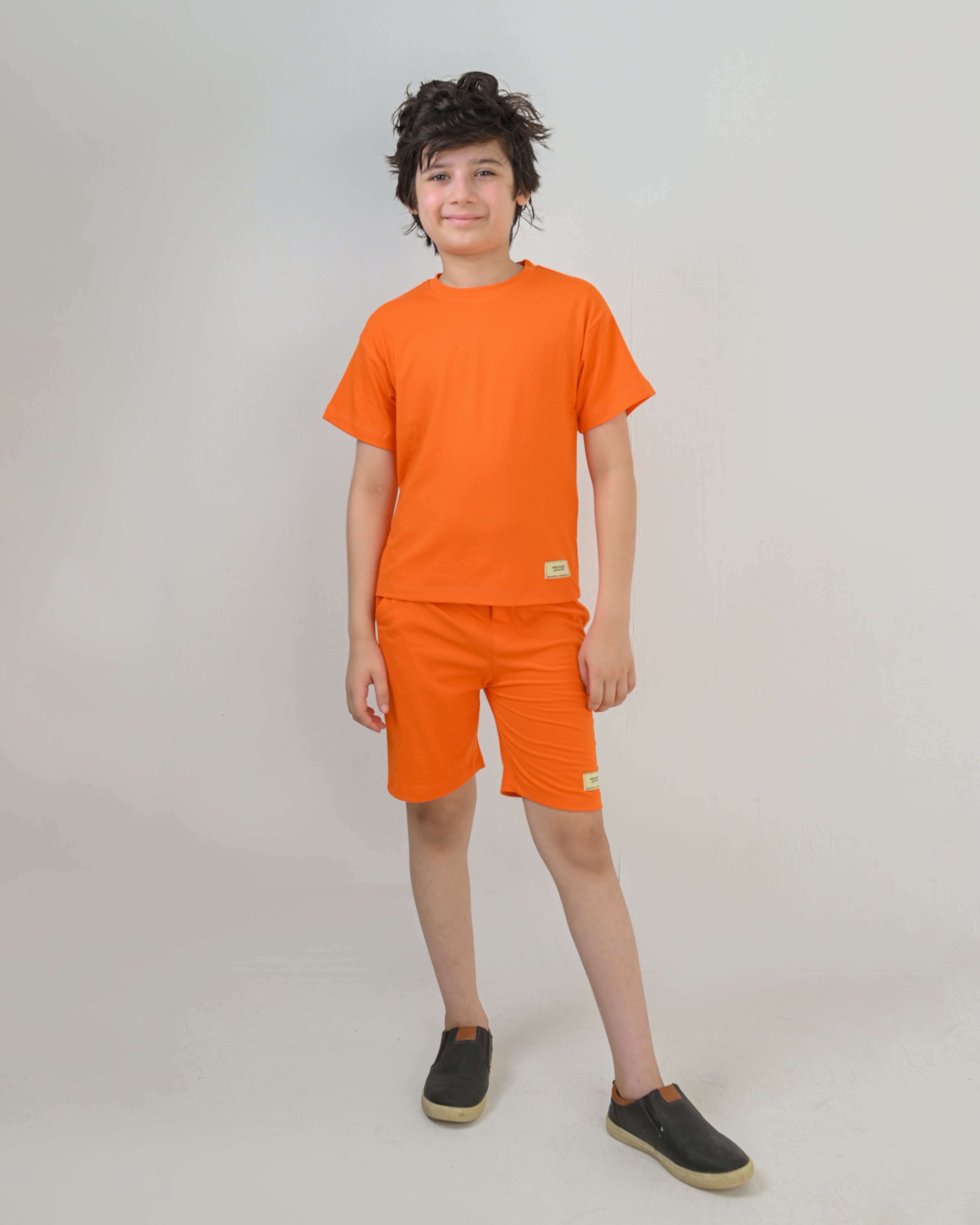 Orange T-Shirt & Short Set - Oversized - Cotton Lycra