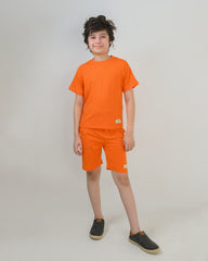 Orange T-Shirt & Short Set - Oversized - Cotton Lycra