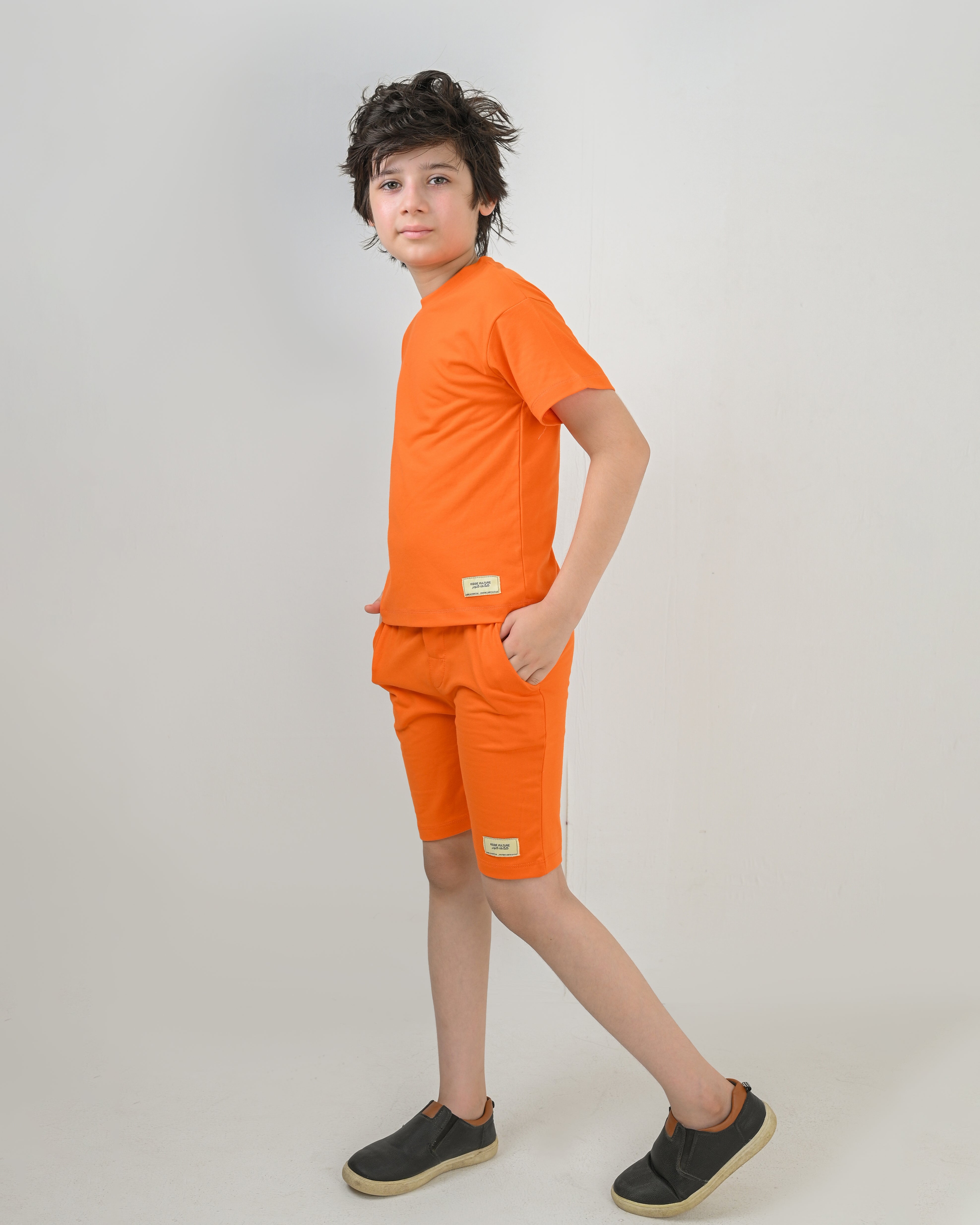 Orange T-Shirt & Short Set - Oversized - Cotton Lycra