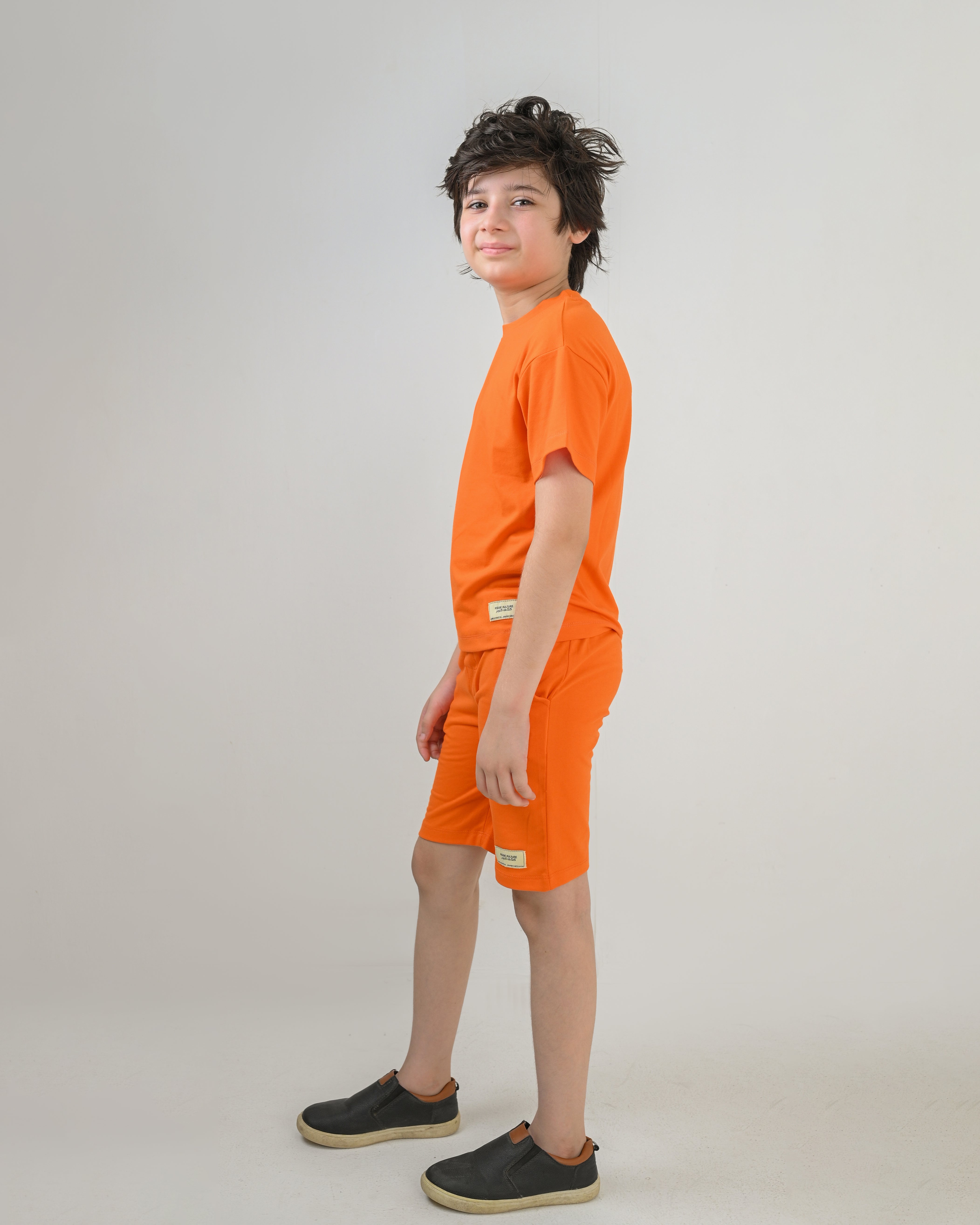 Orange T-Shirt & Short Set - Oversized - Cotton Lycra