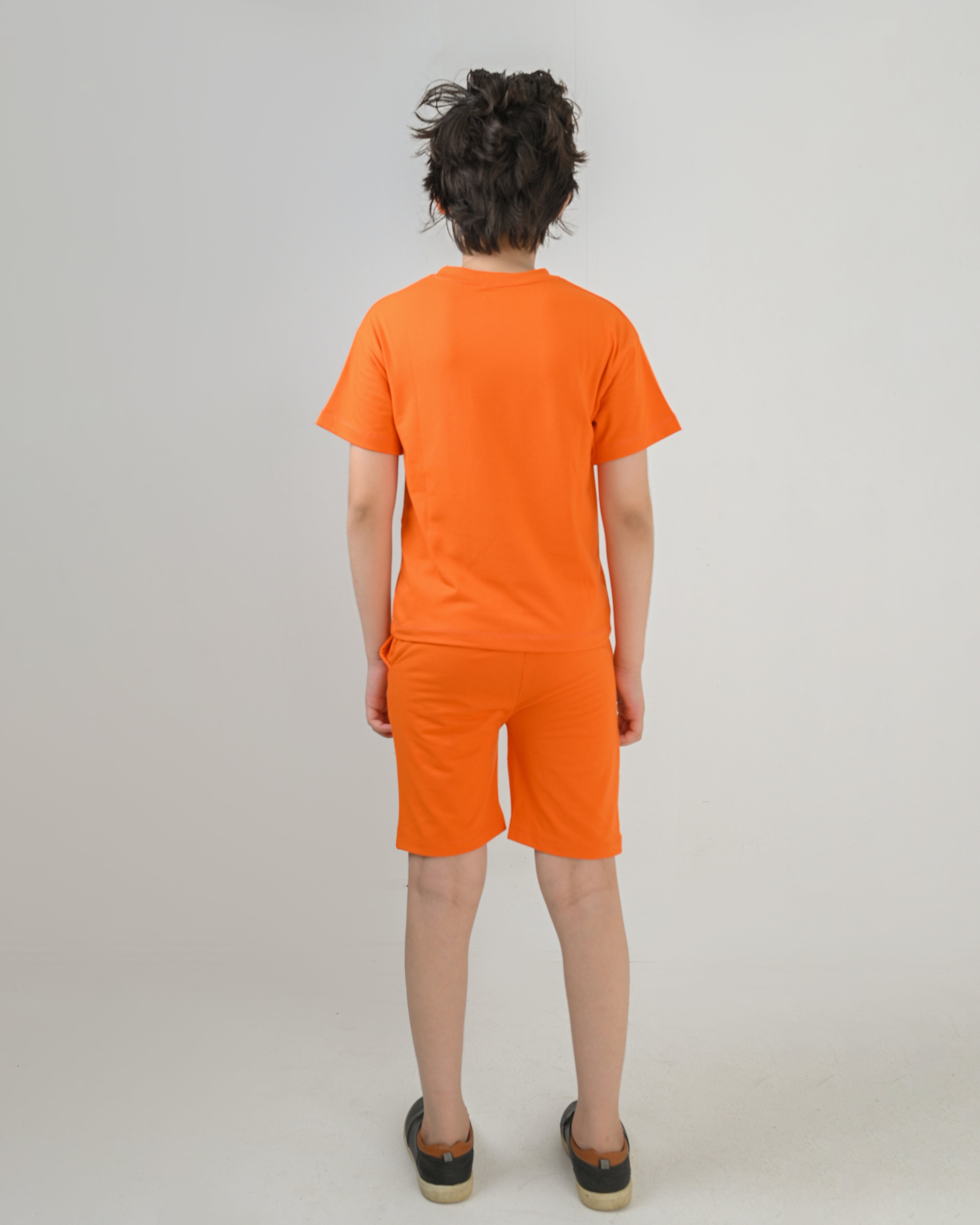Orange T-Shirt & Short Set - Oversized - Cotton Lycra
