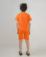 Orange T-Shirt & Short Set - Oversized - Cotton Lycra