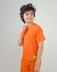 Orange T-Shirt & Short Set - Oversized - Cotton Lycra