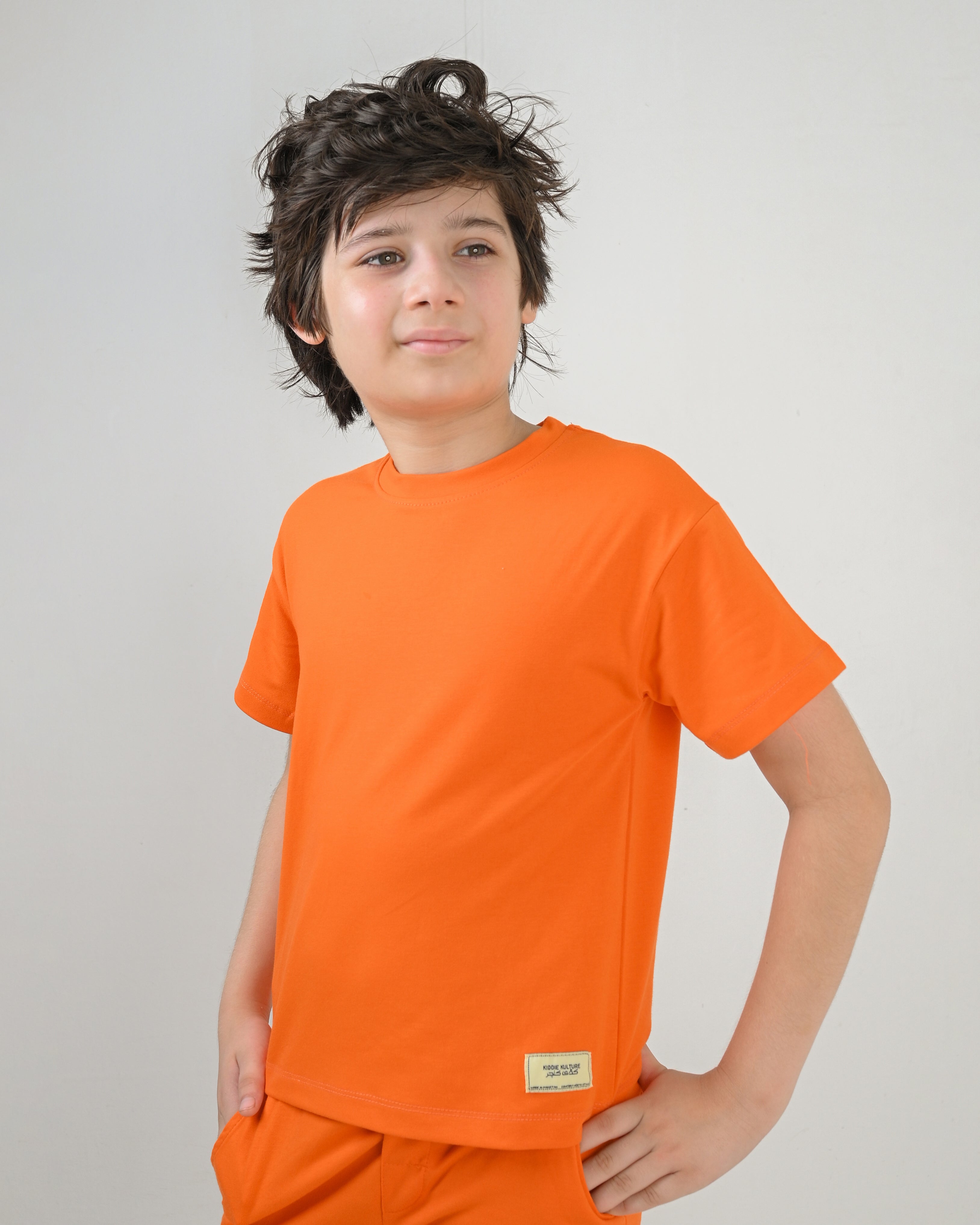 Orange T-Shirt & Short Set - Oversized - Cotton Lycra