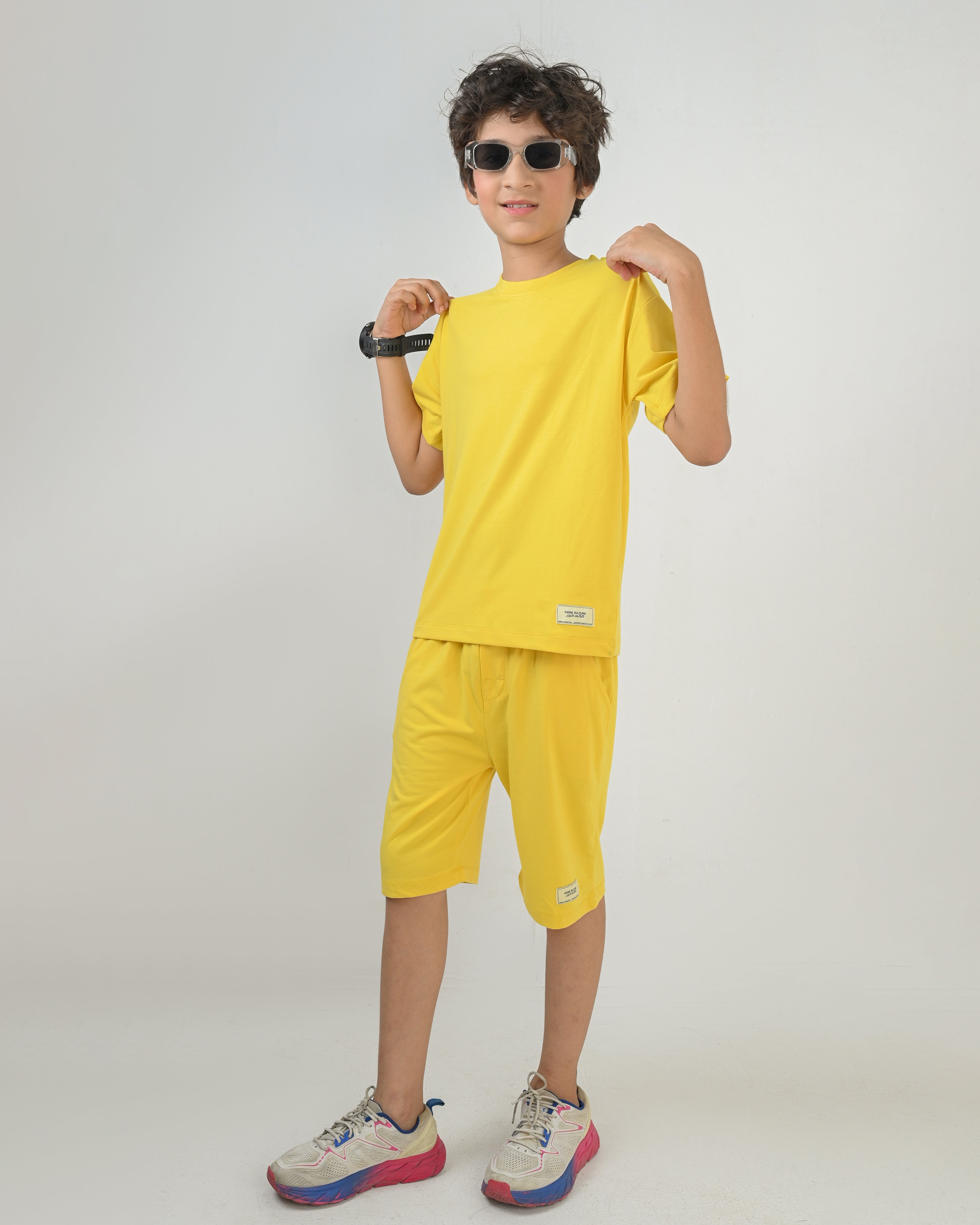 Yellow T-Shirt & Short Set - Oversized - Cotton Lycra