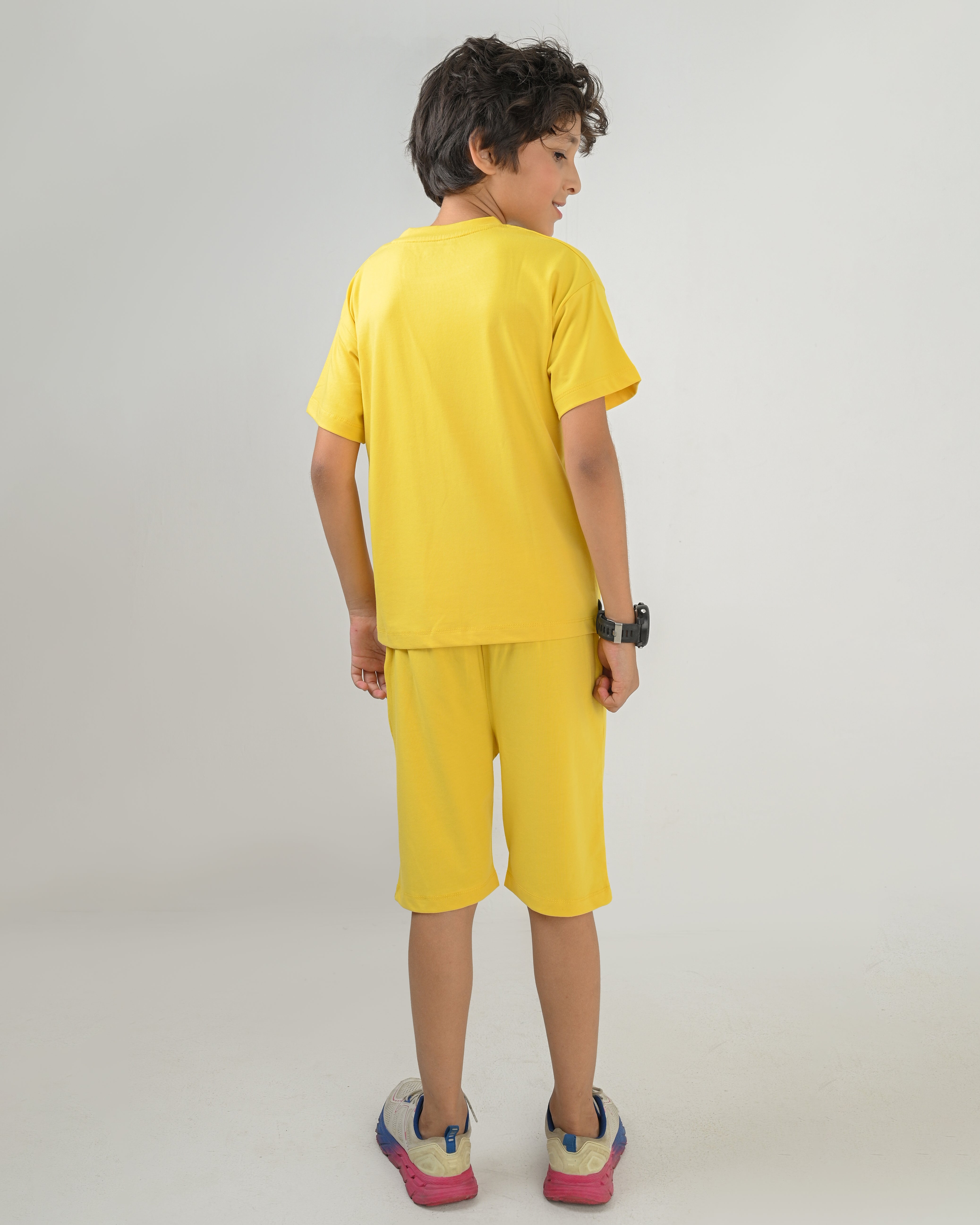 Yellow T-Shirt & Short Set - Oversized - Cotton Lycra