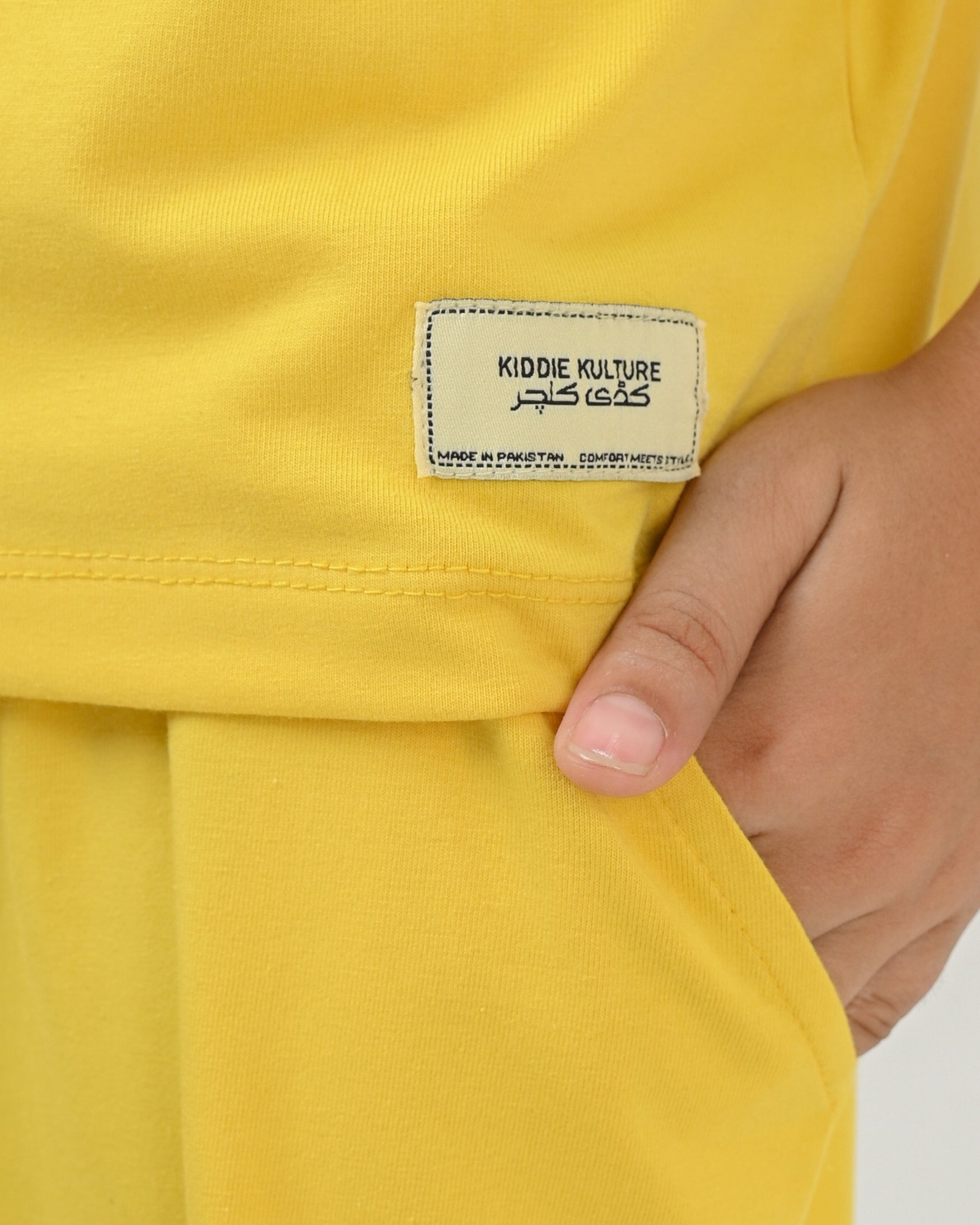 Yellow T-Shirt & Short Set - Oversized - Cotton Lycra