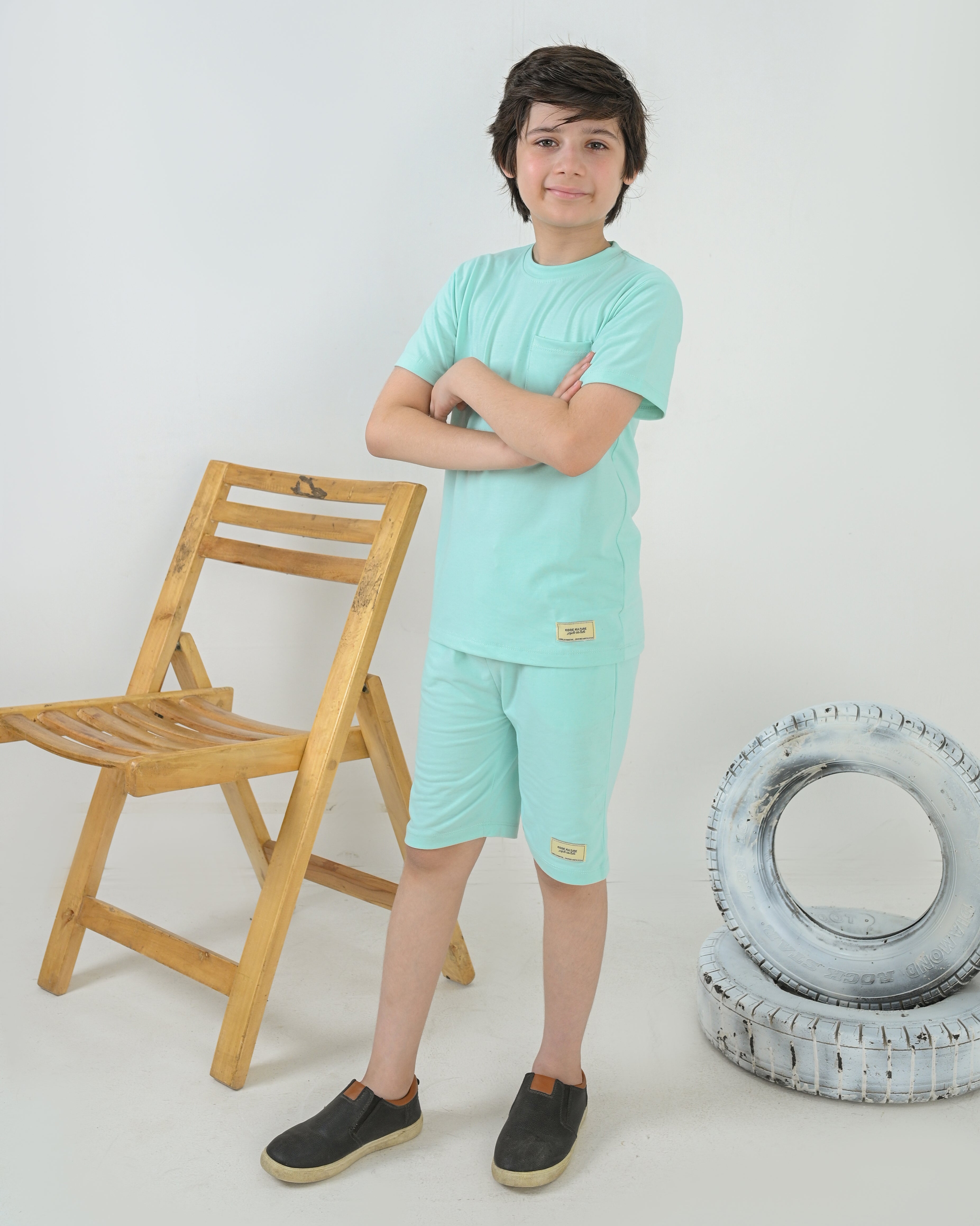 Regular Fit Sea Green Co-Ord Set – Cotton Lycra T-Shirt & Shorts