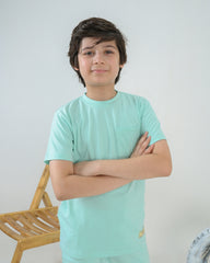 Regular Fit Sea Green Co-Ord Set – Cotton Lycra T-Shirt & Shorts