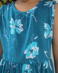 Teal Floral Frock – Cotton Jersey