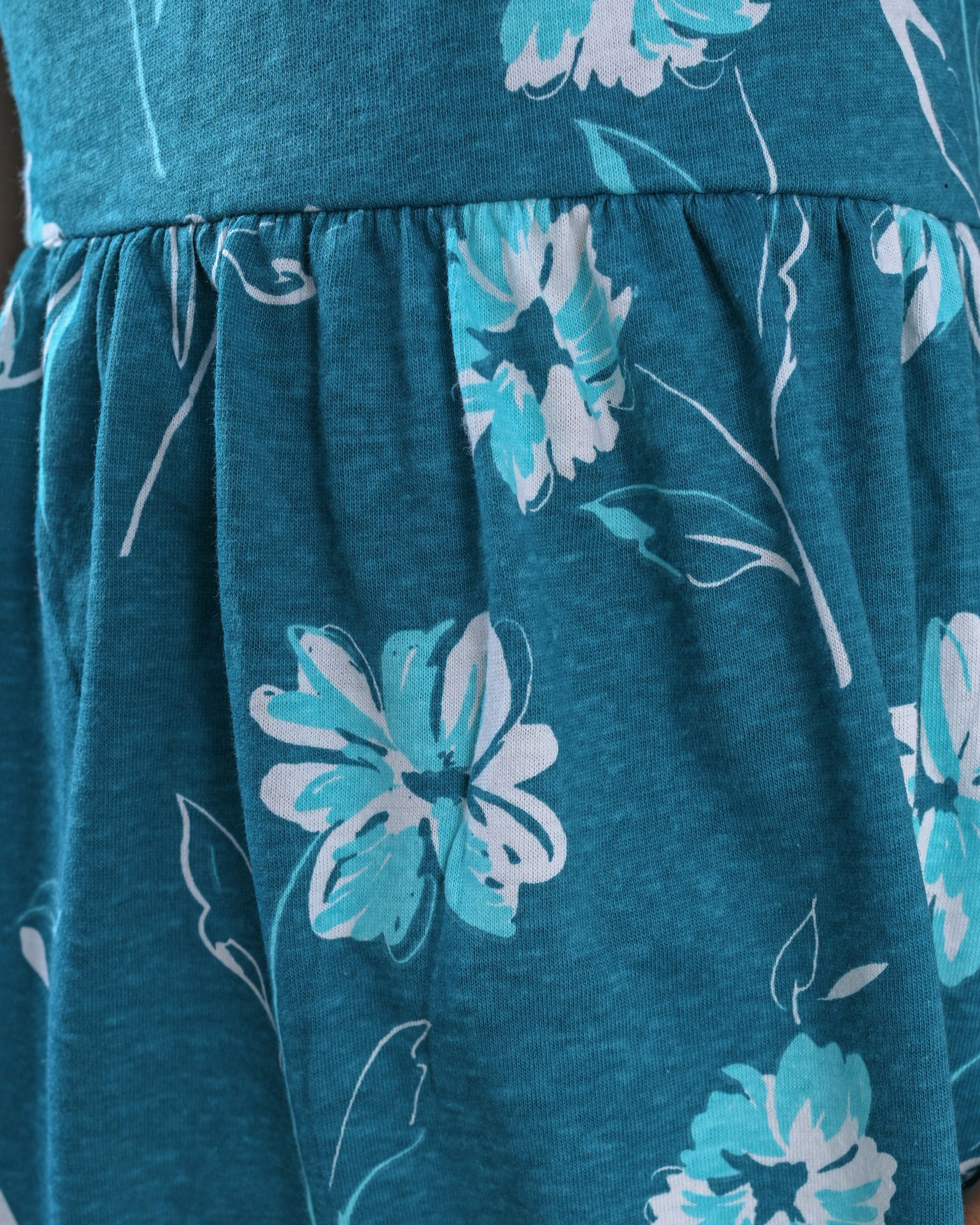 Teal Floral Frock – Cotton Jersey