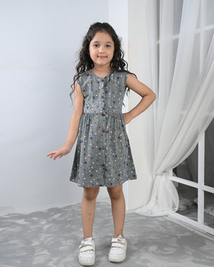Grey Paw Print Frock & Legging Set