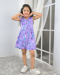 Lavender Sea Print Frock – Button Front Cotton Jersey
