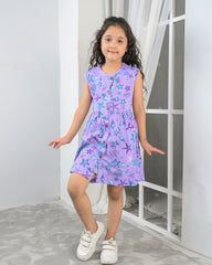Lavender Sea Print Frock – Button Front Cotton Jersey