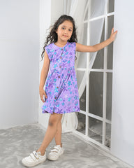 Lavender Sea Print Frock – Button Front Cotton Jersey