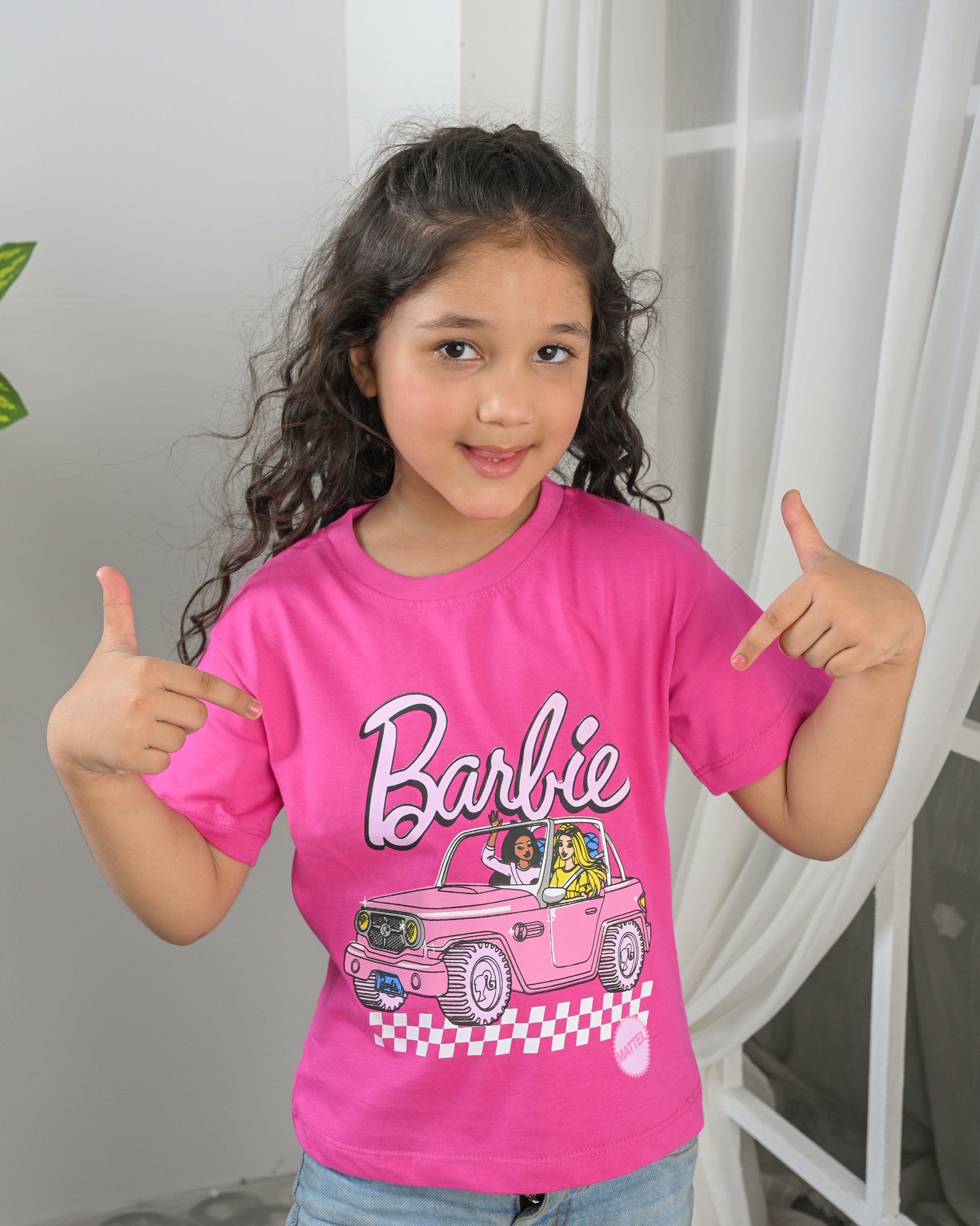 Girls Road Trip Vibes Graphic Print Boxy T-Shirt – Pink Short Sleeve