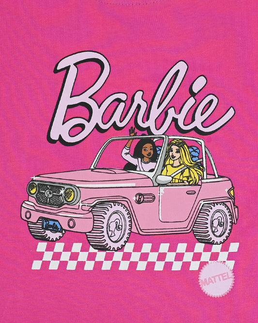 Girls Road Trip Vibes Graphic Print Boxy T-Shirt – Pink Short Sleeve