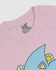 Girls Action Hero Hedgehog T-Shirt – Light Pink Boxy Graphic Tee