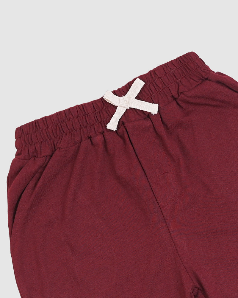 Regular Fit Maroon Co-Ord Set – Cotton Lycra T-Shirt & Shorts