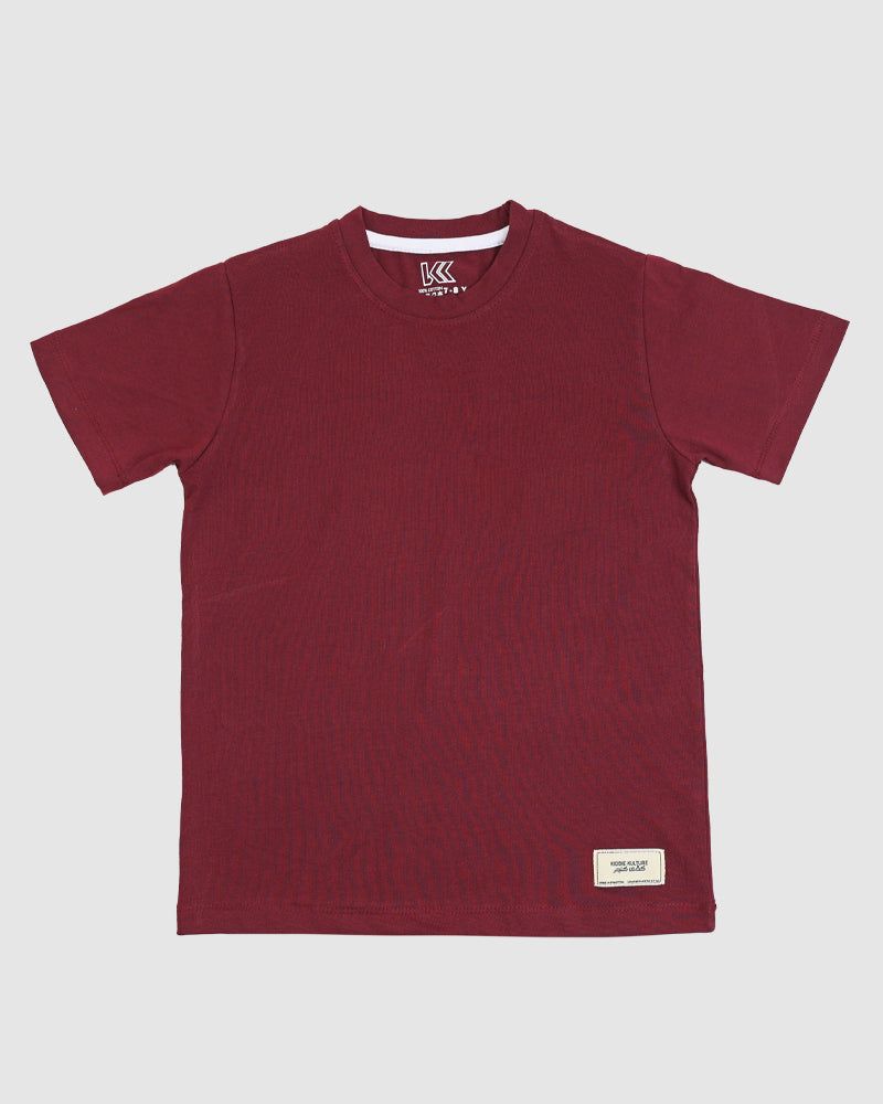 Maroon T-Shirt & Short Set - Oversized - Cotton Lycra