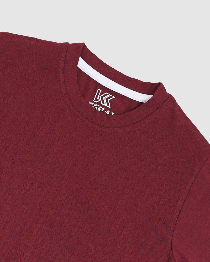 Maroon T-Shirt & Short Set - Oversized - Cotton Lycra