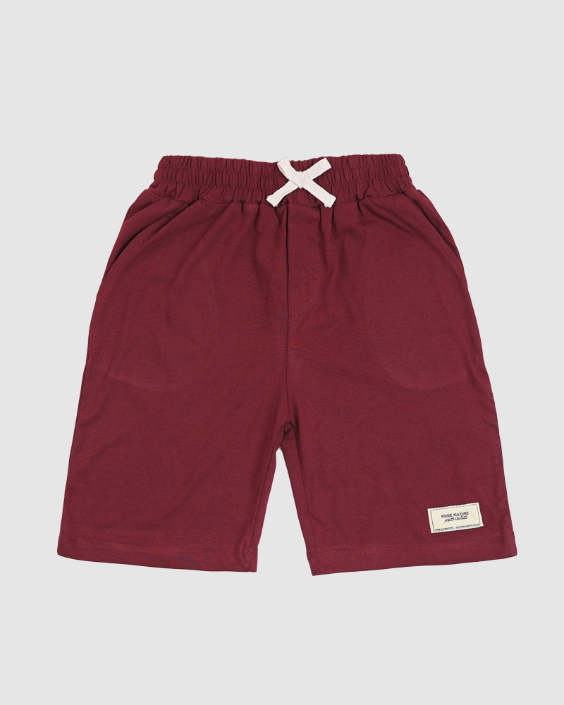 Maroon T-Shirt & Short Set - Oversized - Cotton Lycra