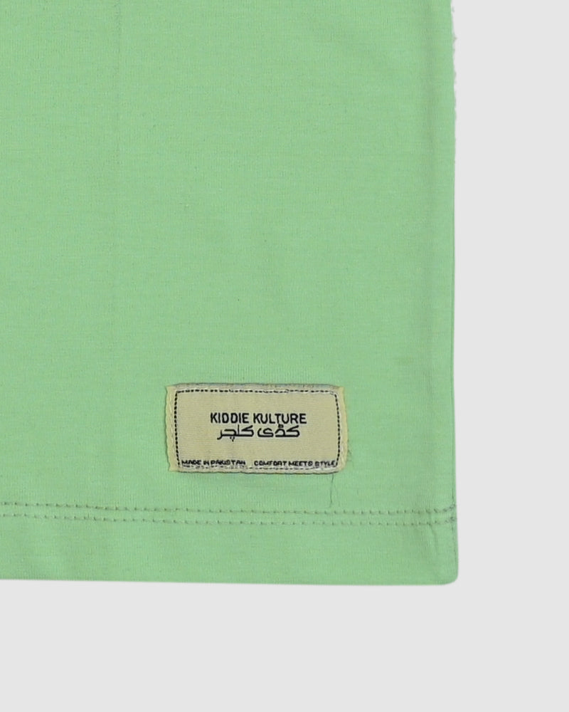 Neon Green T-Shirt & Short Set - Oversized - Cotton Lycra