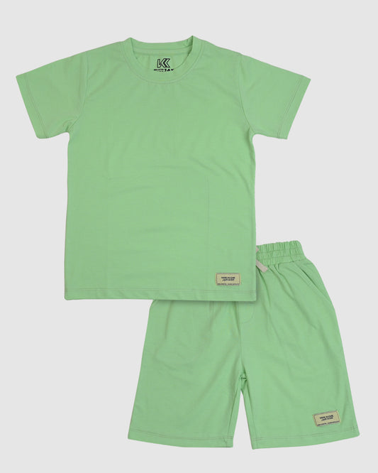 Neon Green T-Shirt & Short Set - Oversized - Cotton Lycra