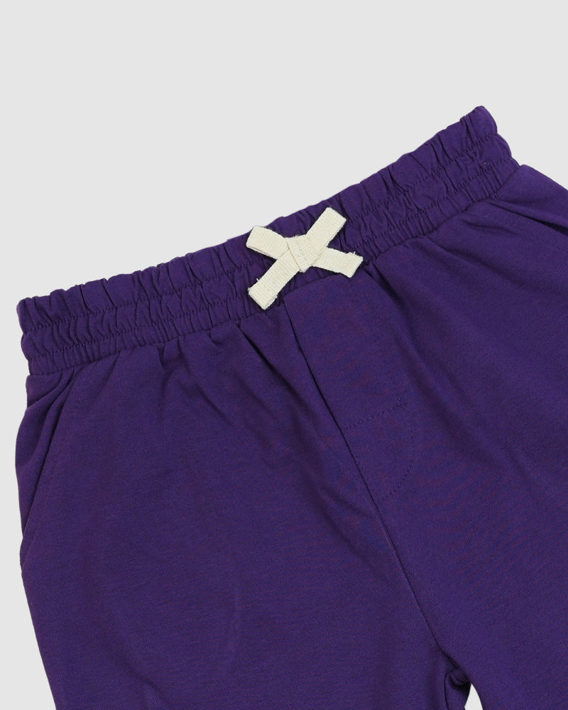 Dark Purple T-Shirt & Short Set - Oversized - Cotton Lycra