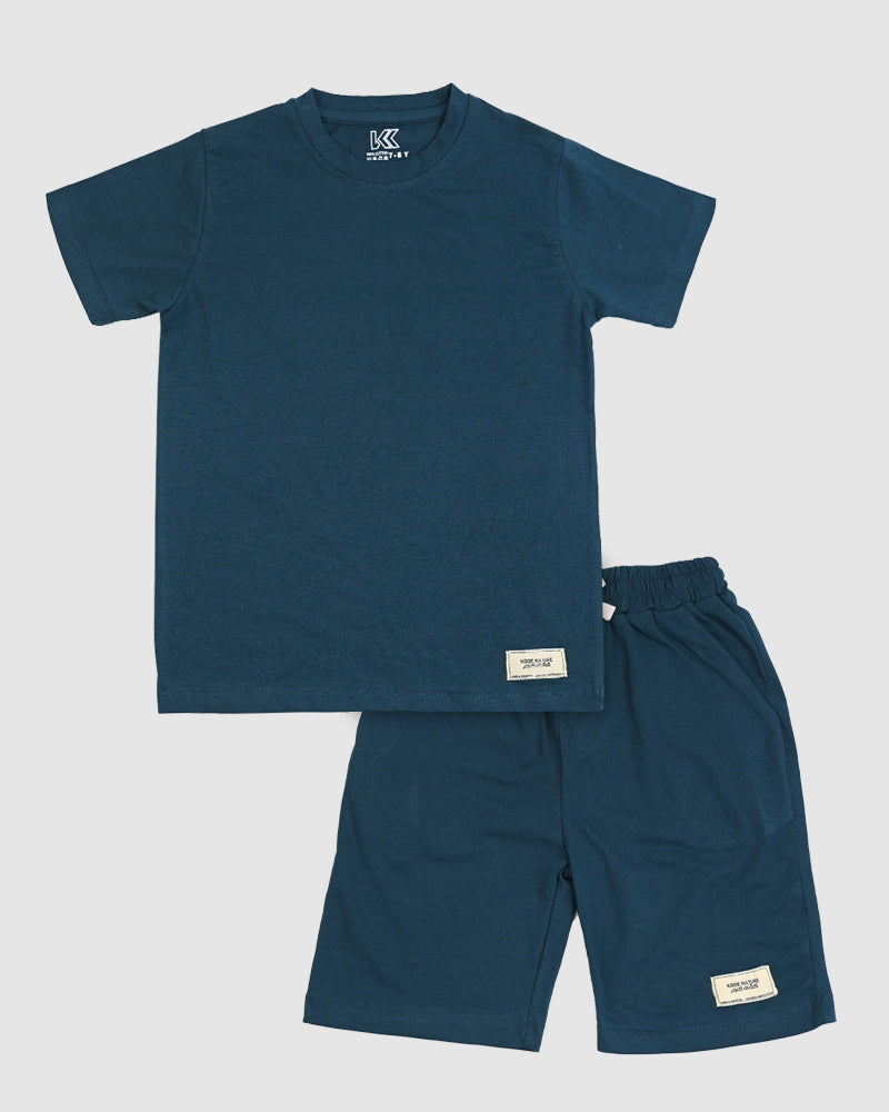 Teal T-Shirt & Short Set - Oversized - Cotton Lycra