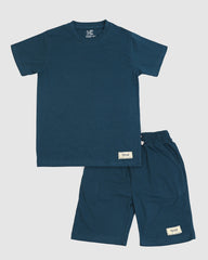 Teal T-Shirt & Short Set - Oversized - Cotton Lycra