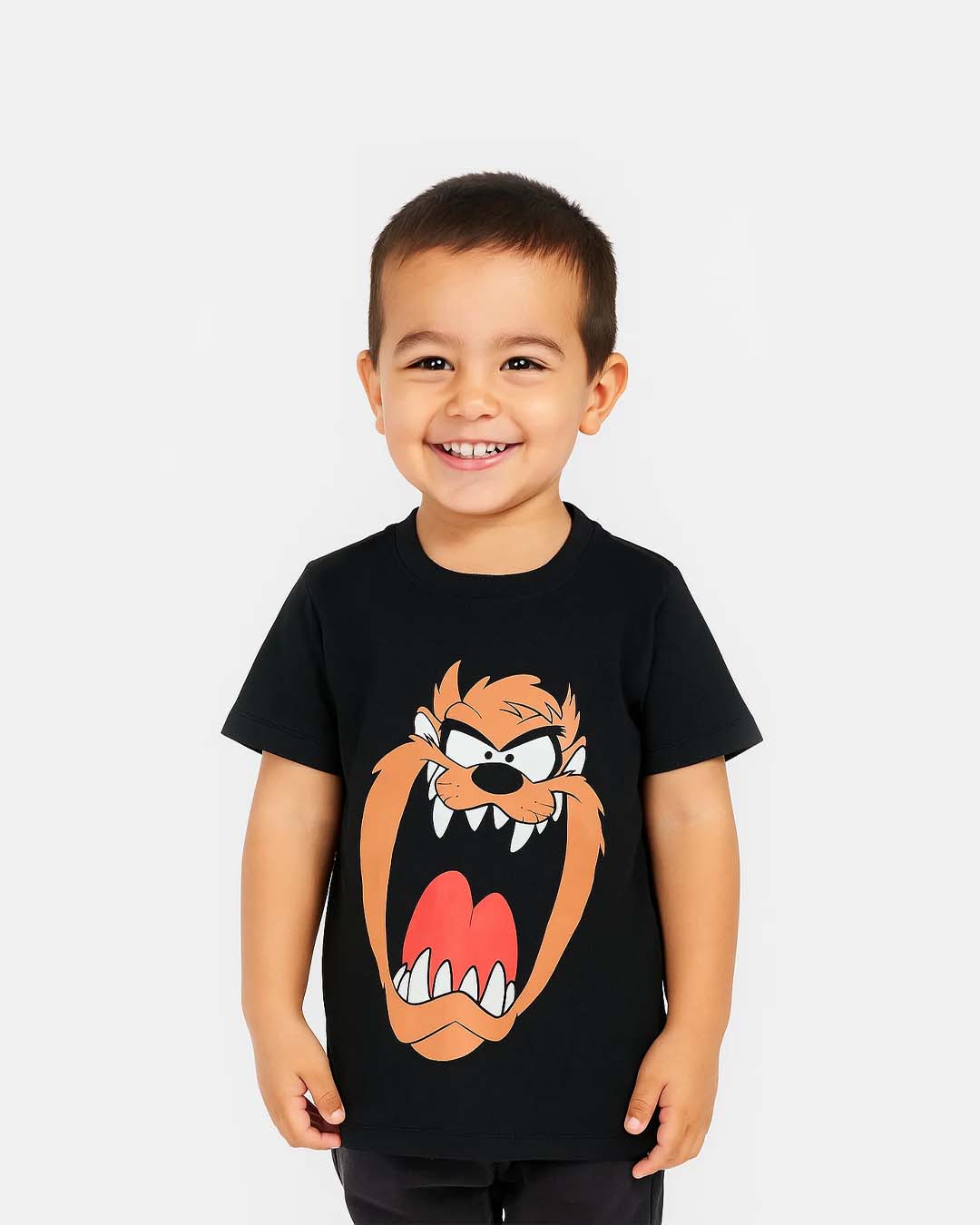 Black Wild Cartoon Character Printed Short Sleeve T-Shirt