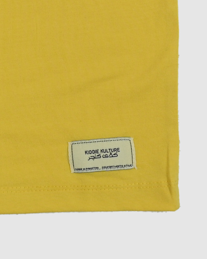 Yellow T-Shirt & Short Set - Oversized - Cotton Lycra