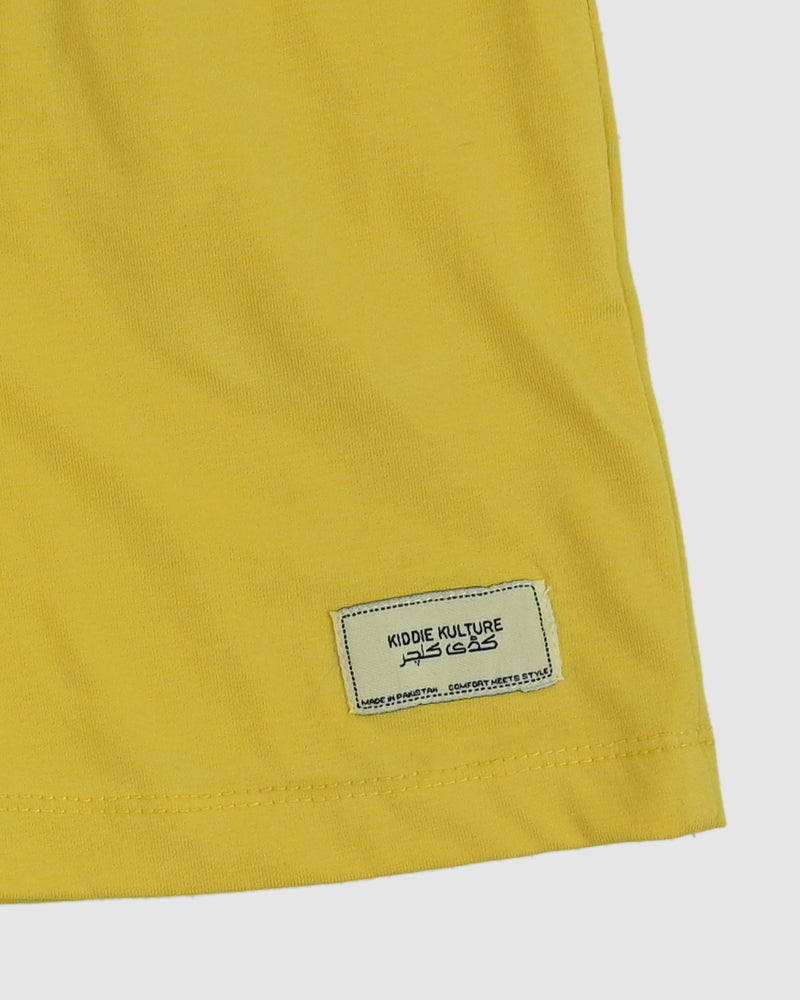 Yellow T-Shirt & Short Set - Oversized - Cotton Lycra