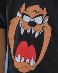 Black Wild Cartoon Character Printed Short Sleeve T-Shirt