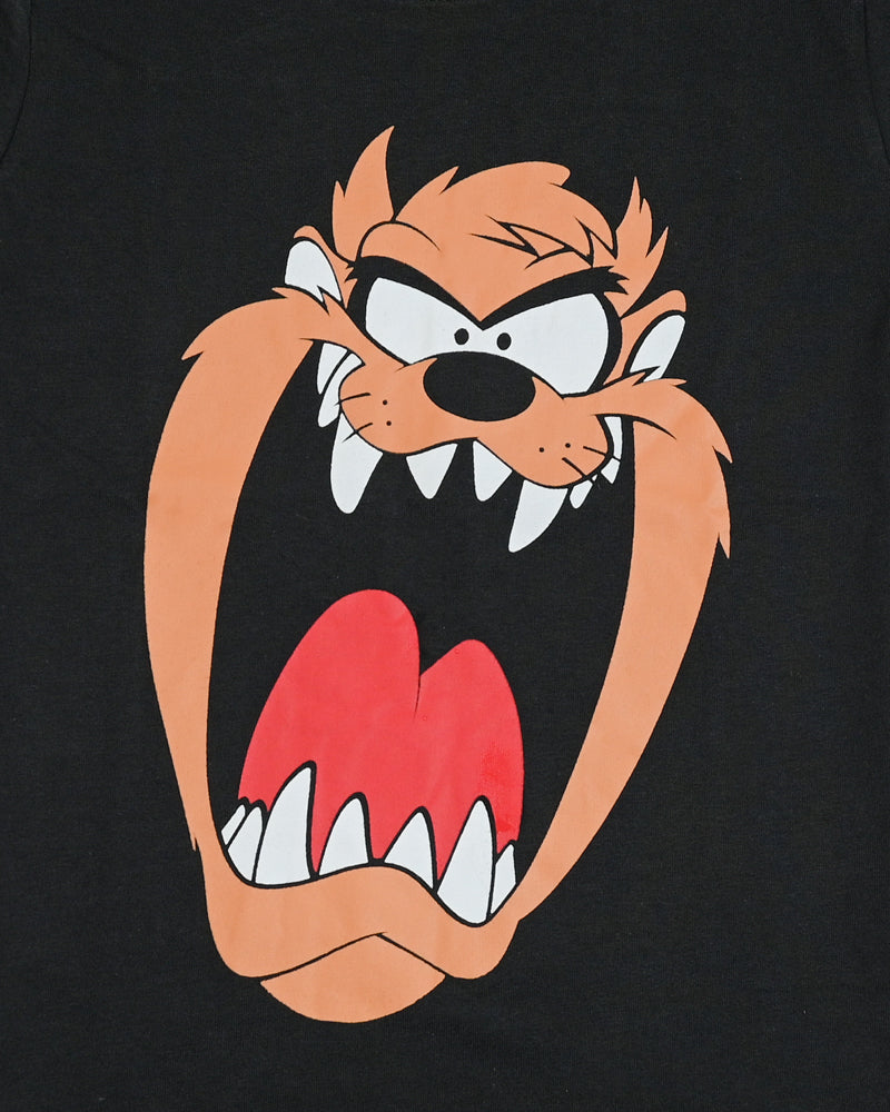 Black Wild Cartoon Character Printed Short Sleeve T-Shirt