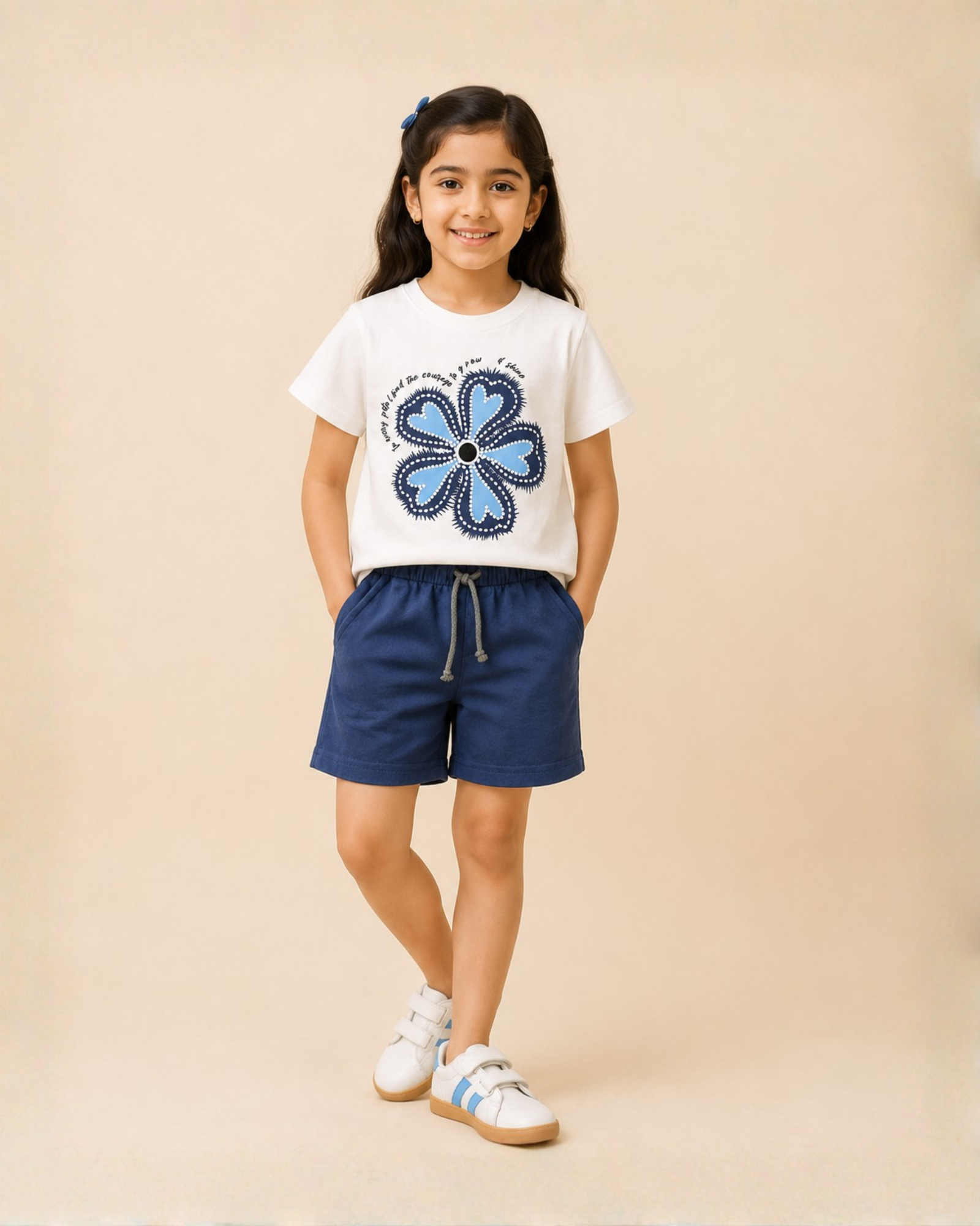 Blue Flower Outfit | T-Shirt + Shorts/Pants Set