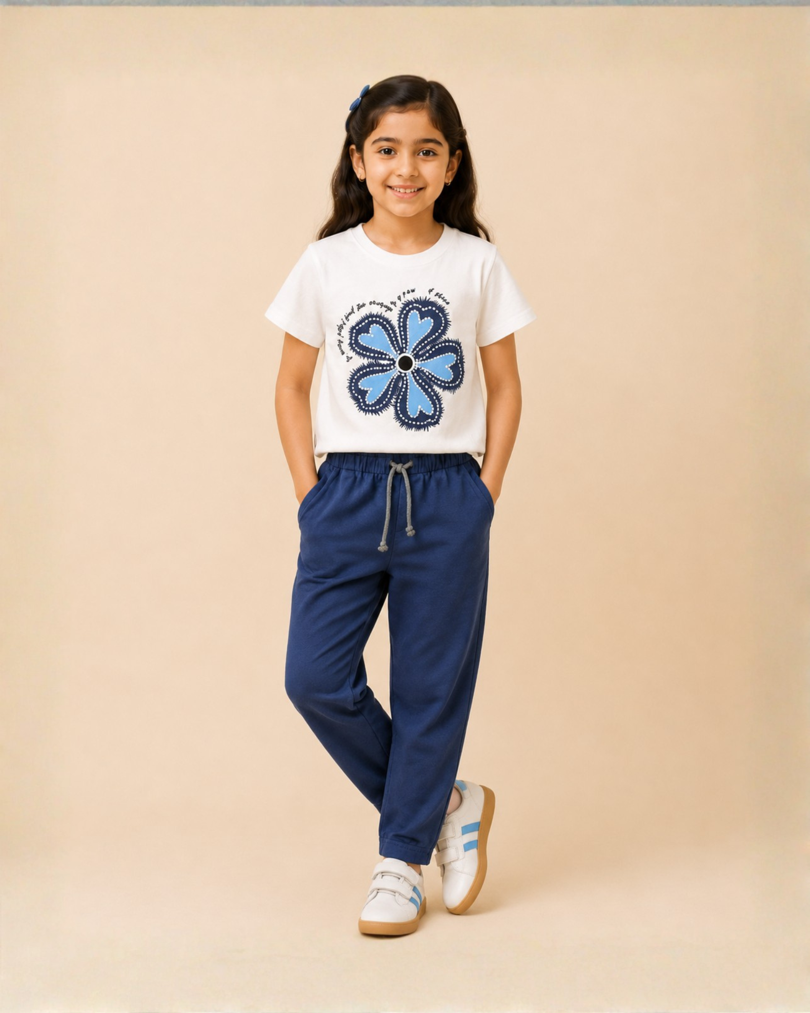 Blue Flower Outfit | T-Shirt + Shorts/Pants Set