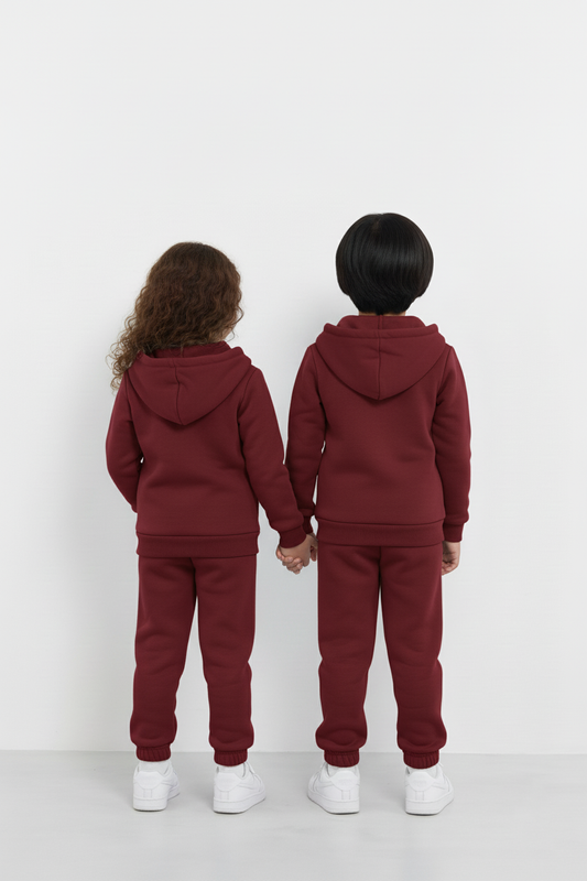 Burgundy Zipper Hoodie and Trouser Set
