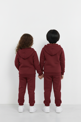 Burgundy Zipper Hoodie and Trouser Set