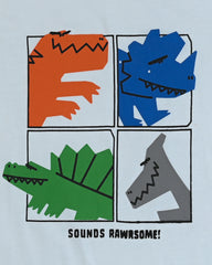 Dino Kid's Printed White T-shirt