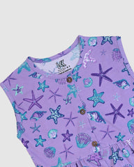 Lavender Sea Print Frock – Button Front Cotton Jersey