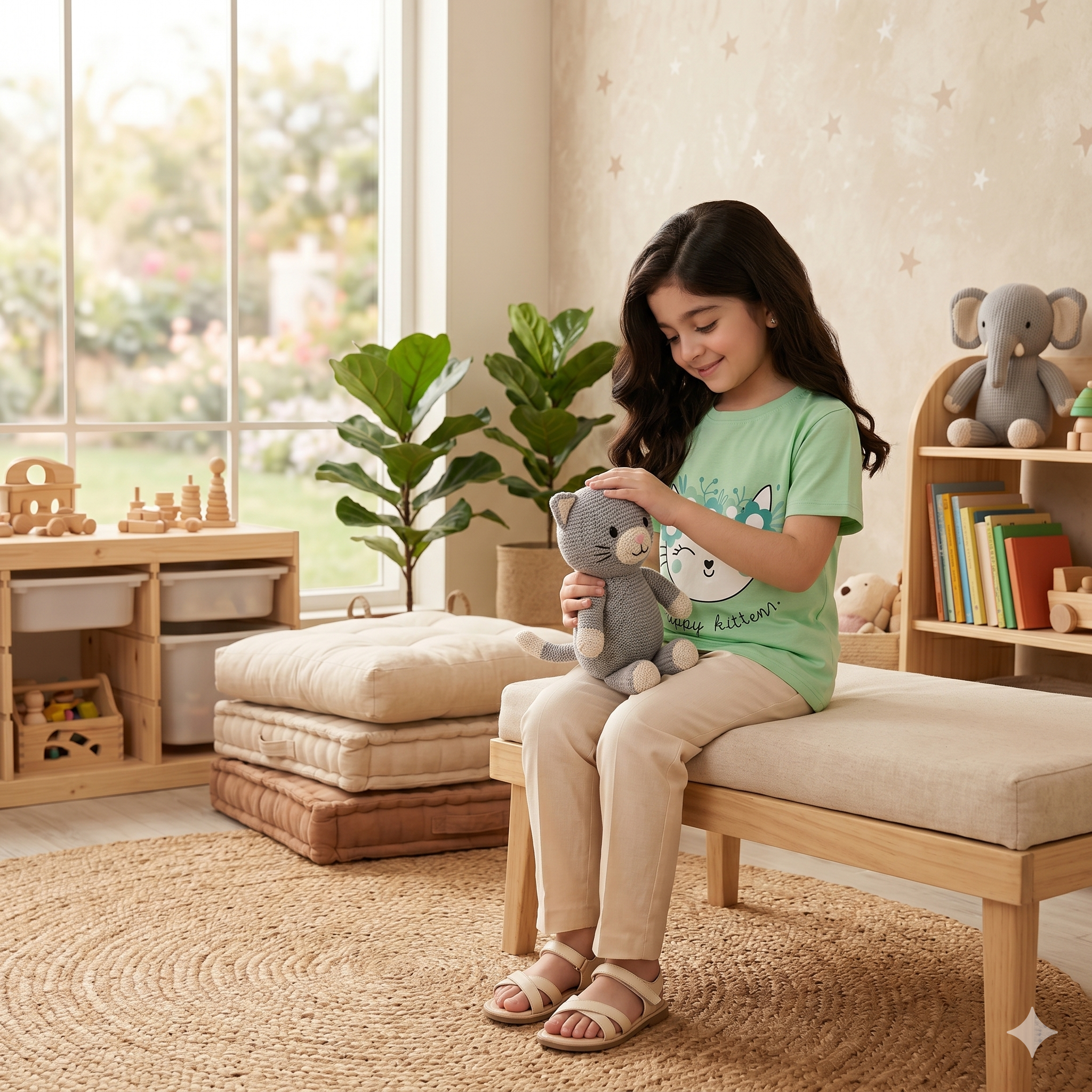 Happy Kitten Mint Kids T-Shirt | Soft Cotton Tee