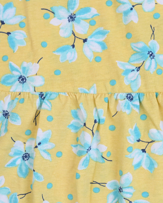 3pcs of Floral Frock Set - Yellow / Gray / Navy