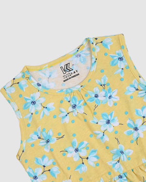 Yellow Floral Frock & Legging Set
